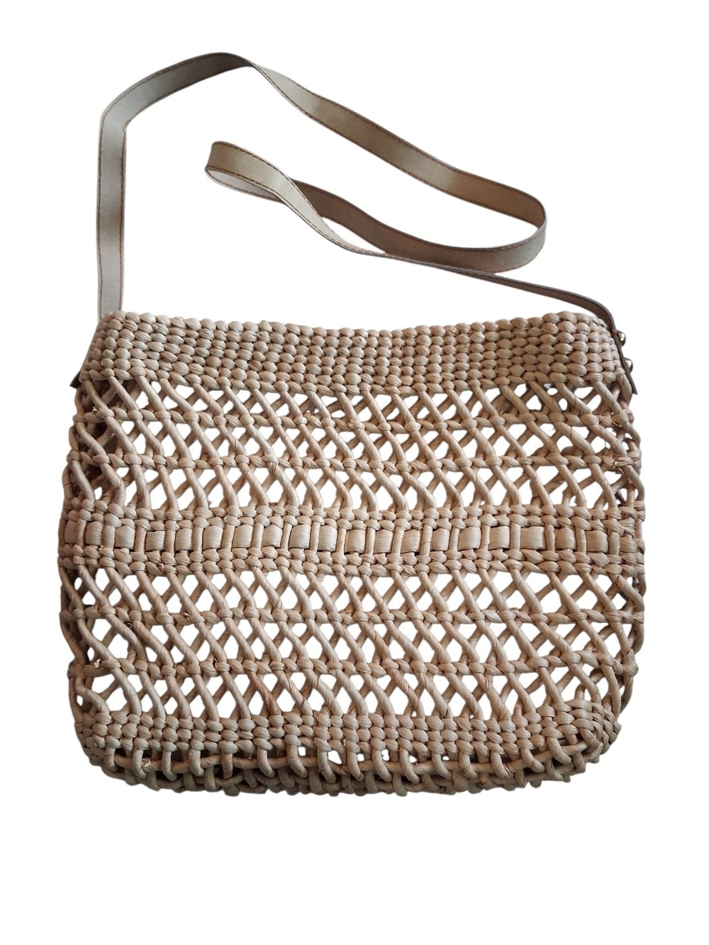 Woven Crossbody Shoulder Bag - Beige